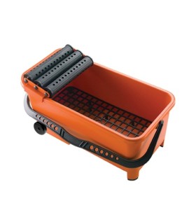 Vaschetta Antiurto lavaggio frattazzi a tre rulli 20L con Ruote