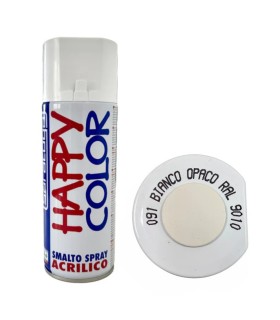 Bomboletta Colore Spray Bianco Opaco RAL 9010 Marca Happy Color