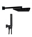 Kit soffione quadrato 23x23 con doccetta Bossini nero opaco