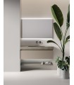Composizione Berloni L, 120 P. 46 H. 35, 1 cassetto con lavabo in cemento, specchio e mensola colore Greige opaco