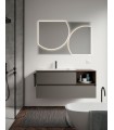 Composizione Berloni serie Xilo laccato opaco quarzo e base noce L. 120 H. 55 P. 46