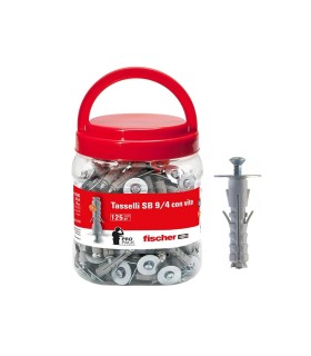 Fischer 125 Tasselli SB 9/4 in Barattolo Propack 524362 per Fissaggio su Cemento e Muro di Armadietti, Pensili, Mobili