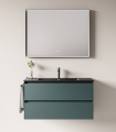 Composizione Way Berloni L. 102 P. 46 H. 56 Lav. ceramico nero opaco, colore mirto opaco
