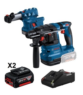 KIT Martello perforatore GBH 18V-22 + GDE 18V-12 Aspiratore Polveri + 2 Batterie GBA 18V + Caricabatteria GAL 18V BOSCH